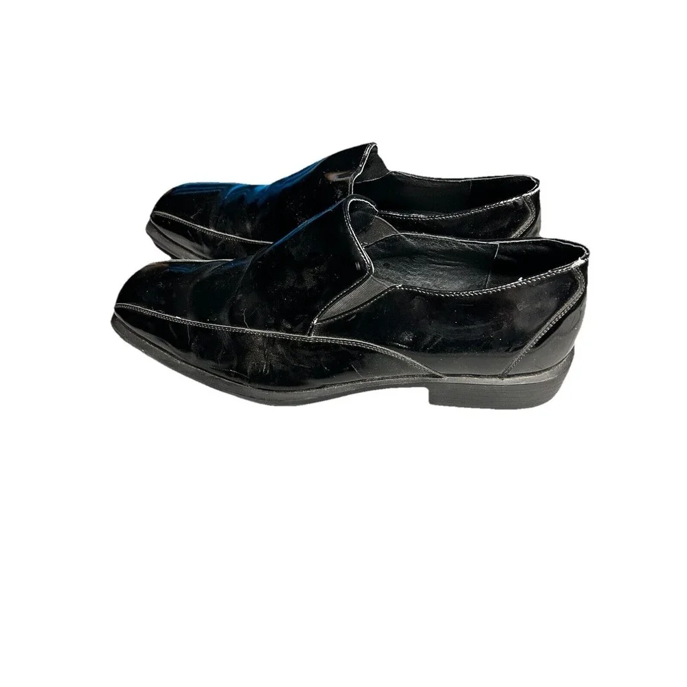 Joseph & Feiss International Mens Black Patent Leather Square Toe Loafers Formal